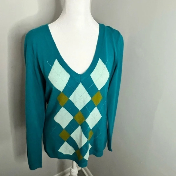 New York & company argyle vneck sweater‎ - Picture 1 of 5